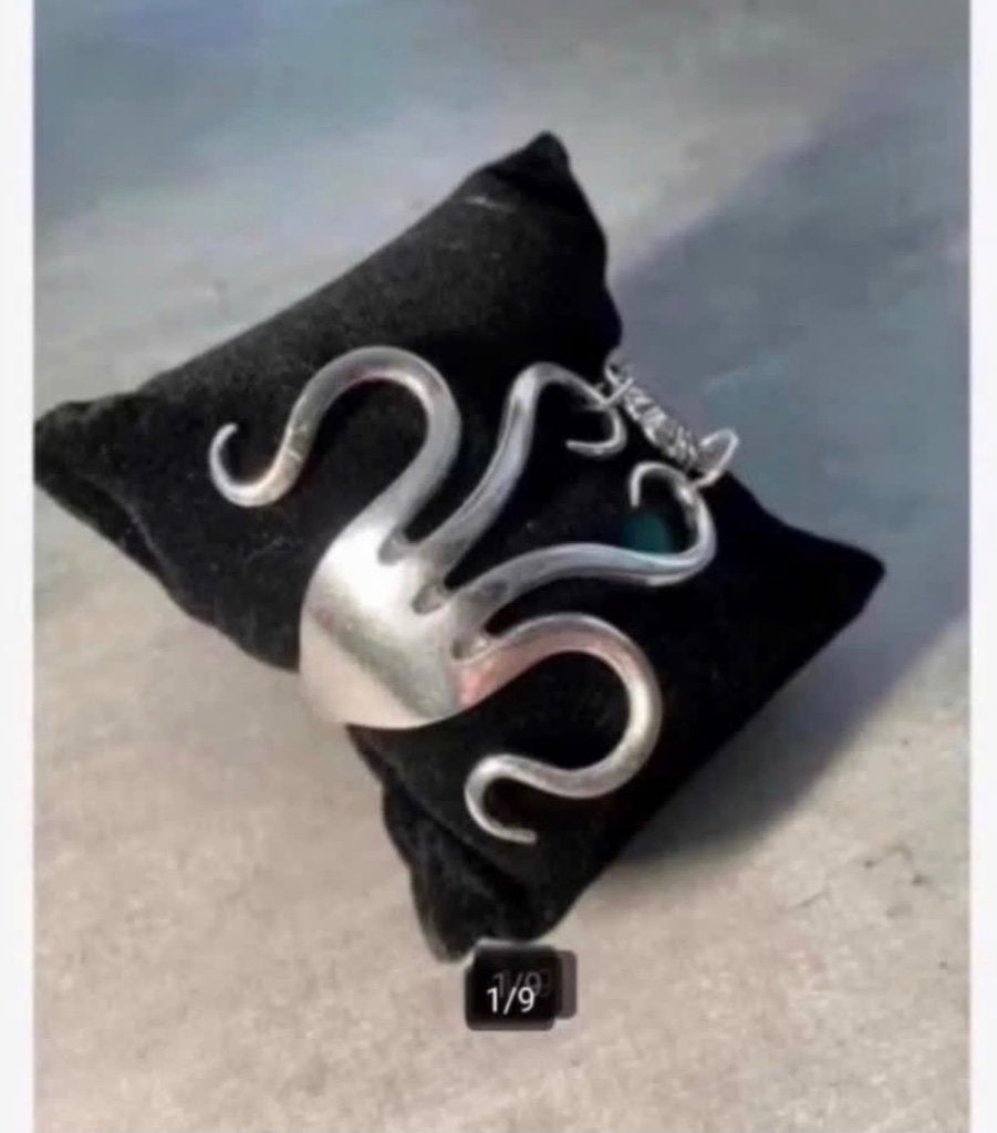 Mooie verzilverde armband, gemaakt van vork, verstelbaar, Overige materialen, Ophalen of Verzenden, Zo goed als nieuw, X