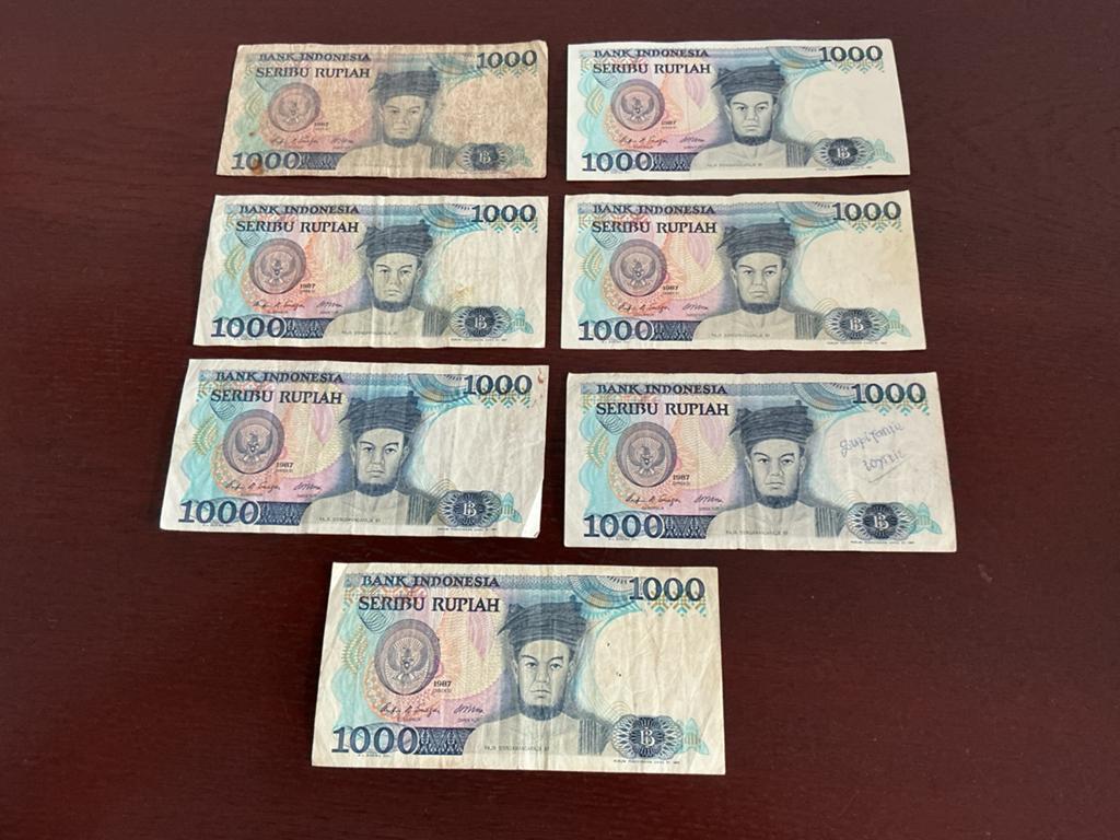 7 biljetten van 1000 Indonesische Roepia, 1987, Ophalen of Verzenden, Midden-Oosten