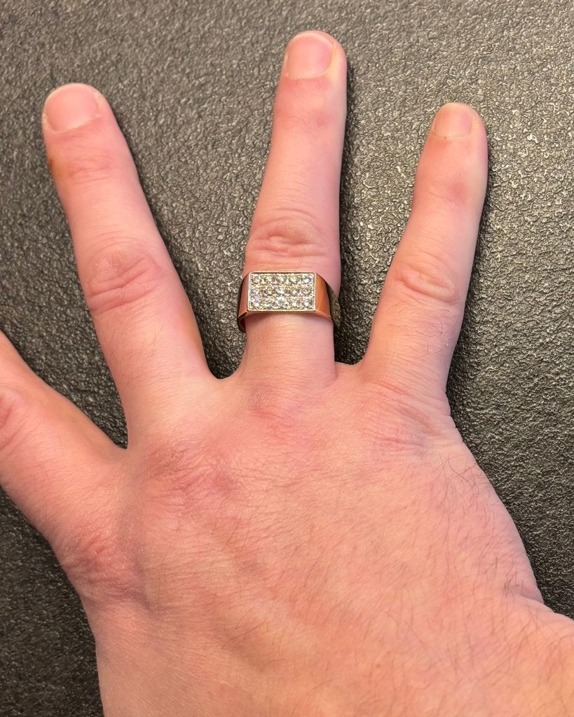 15 diamanten luxe 14k gouden zware heren ring briljant, Voordeelsieraden, 20 of groter, Verzenden, Heer