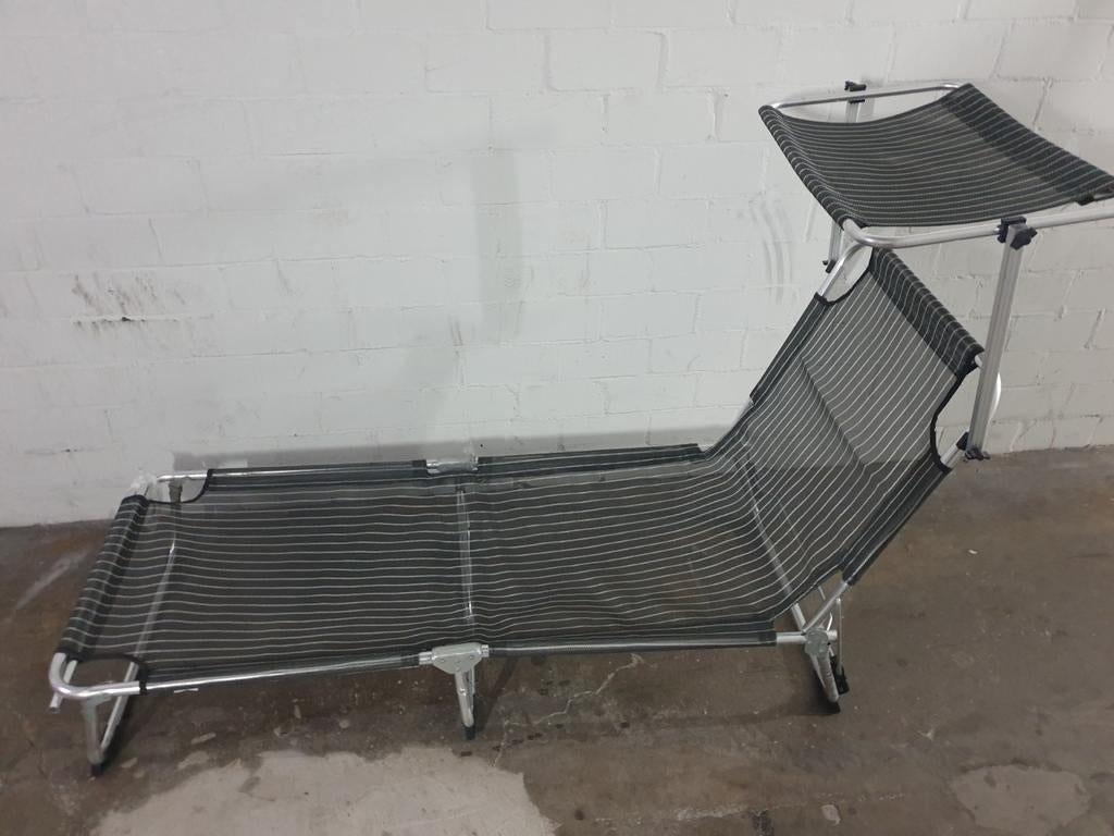Ligbed met luifel (strand), Ophalen, Aluminium, Inklapbaar