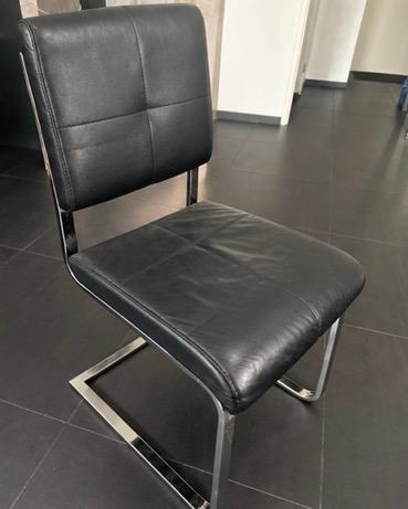Zeer mooie 6 st Effezeta Italy eetkamerstoelen., Huis en Inrichting, Stoelen, Ophalen, Zwart, Nieuw, Leer