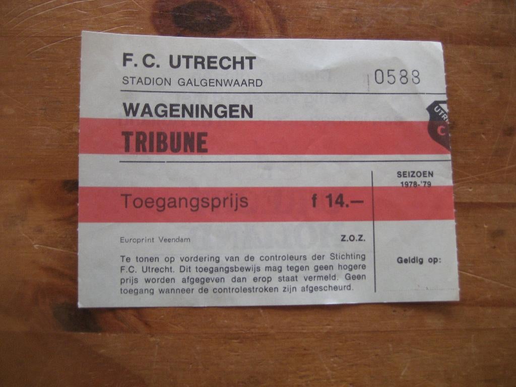voetbal kaartje fc utrecht -wageningen, Tickets en Kaartjes, Eén persoon