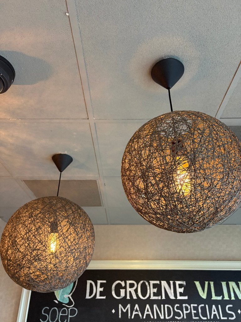 6 sfeervolle bolvormige hanglampen – diverse maten, Ophalen, Gebruikt, Kunststof, E27 (groot)