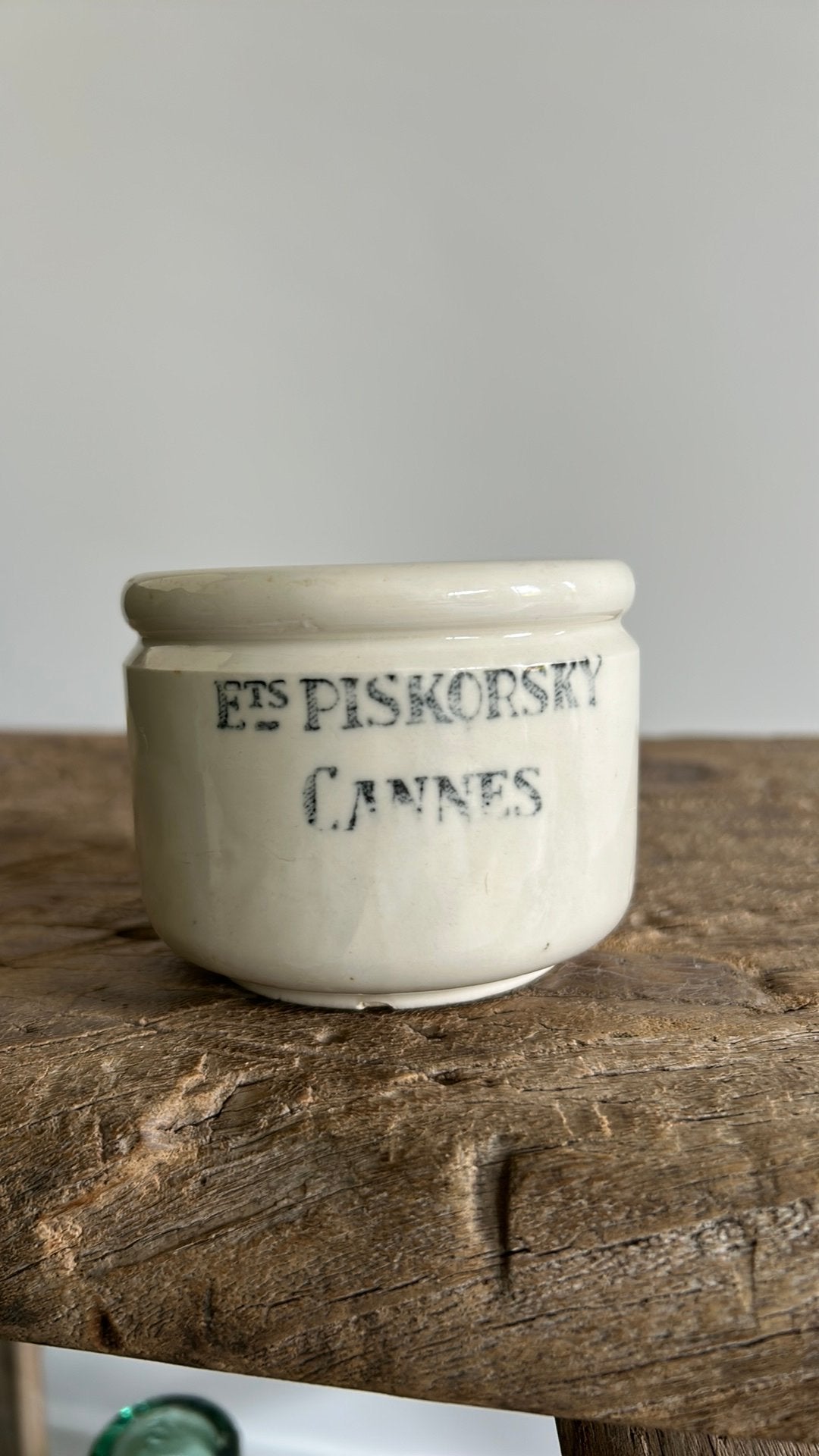 Oud brocante Frans aardewerk potje van Ets Piskorsky Cannes, Verzenden