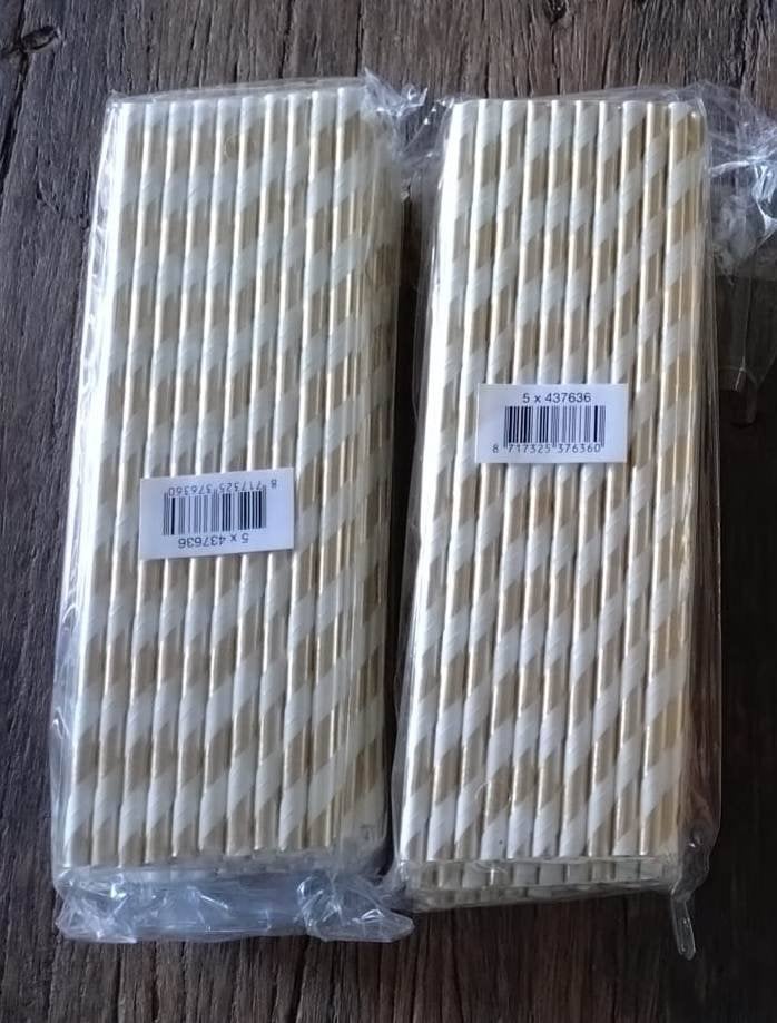 Papieren Rietjes Festive Gold, Ophalen of Verzenden, Nieuw, Versiering, Verjaardag