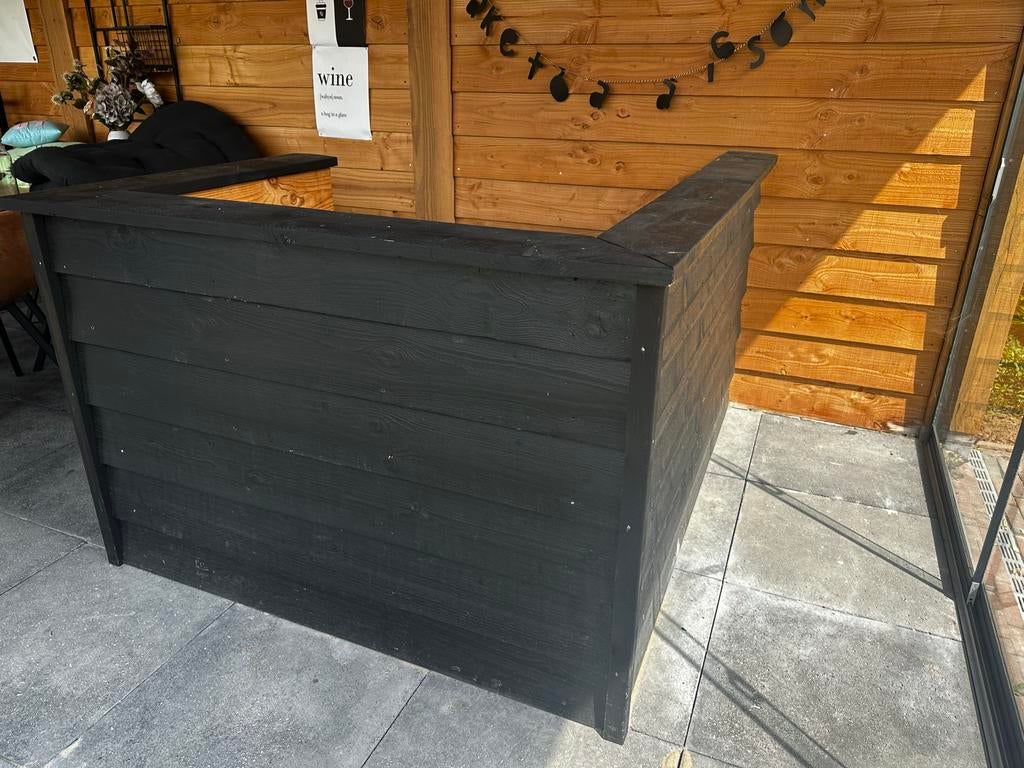 Zwarte houten bar van douglas hout voor tuin of overkapping, Ophalen of Verzenden, Zo goed als nieuw