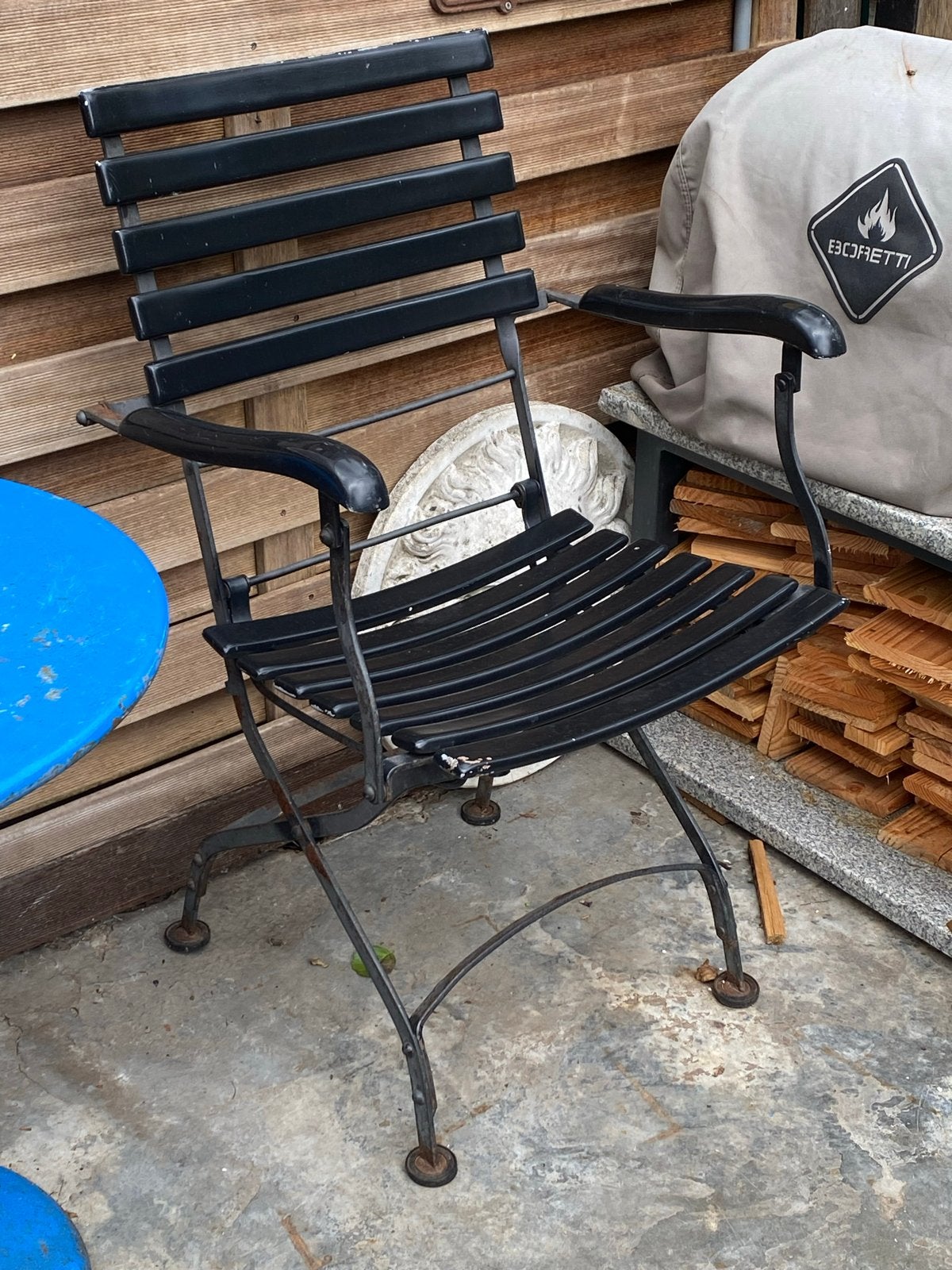 Smeedijzeren latten HH Tafel 4 Stoelen Ouderwetse kwalliteit, Tuin en Terras, Tuinsets en Loungesets, Ophalen, Gebruikt, Eettafel