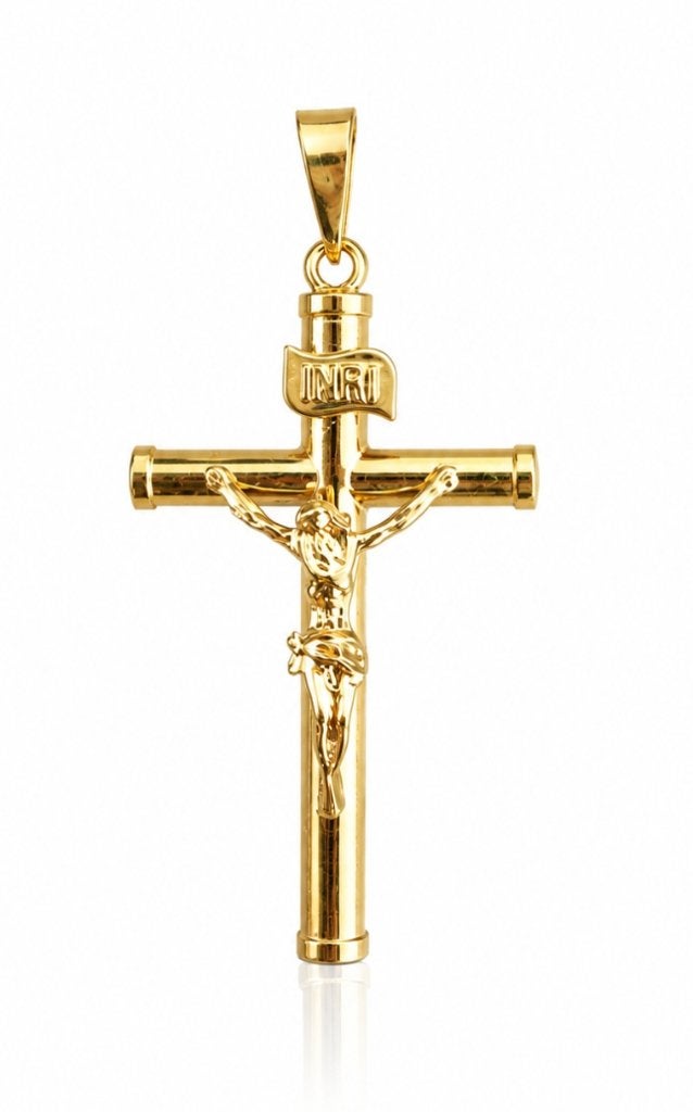 14 karaat Gouden Kruisje met Christus Ketting Hanger
