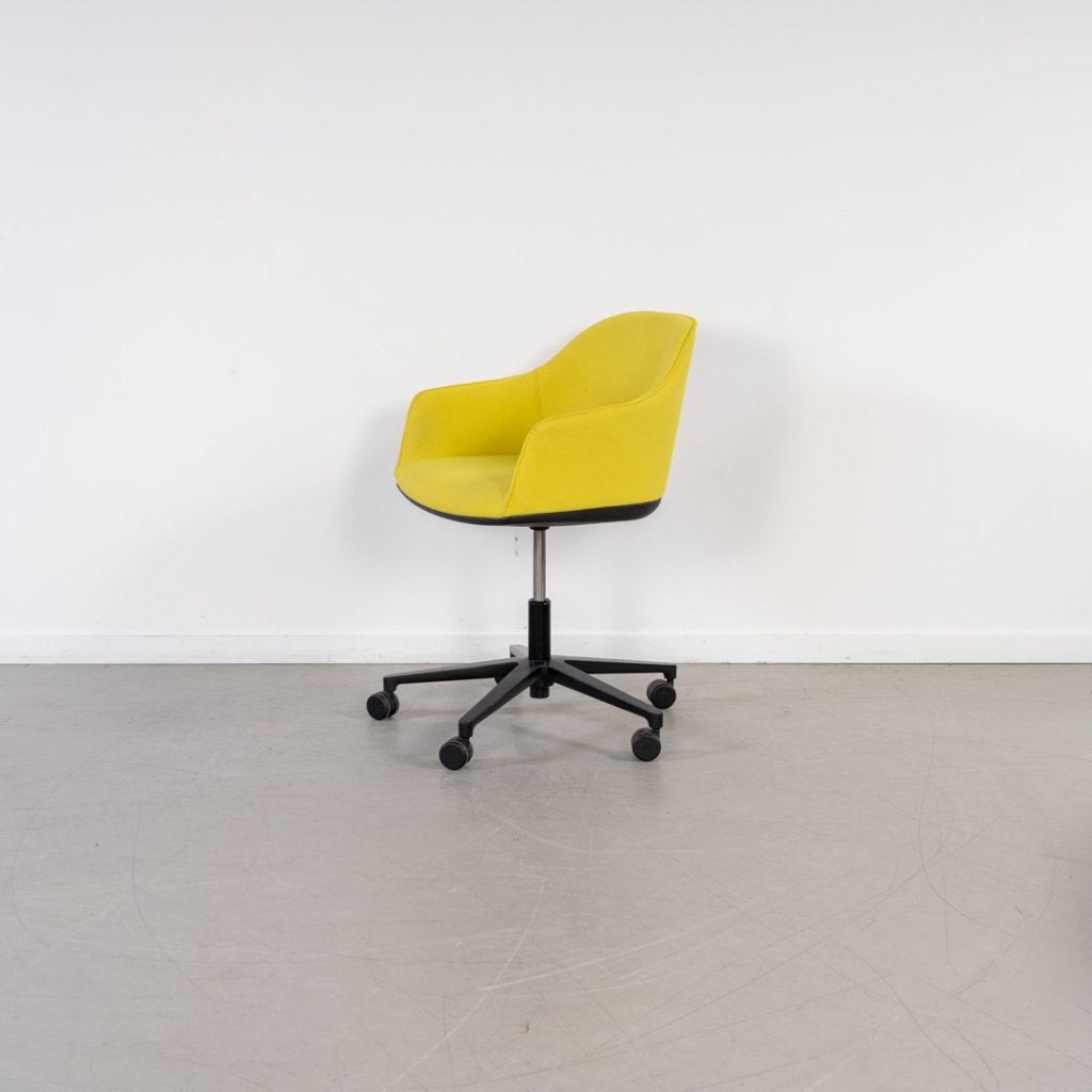 Vitra Softshell Bureaustoel Geel Leer - Zwart, Niet ingevuld, Zo goed als nieuw, Niet ingevuld, Niet ingevuld