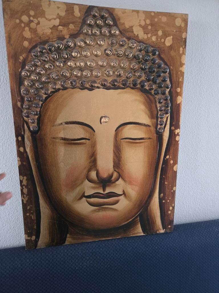 Boeddha  doek 55x75, Ophalen, Gebruikt