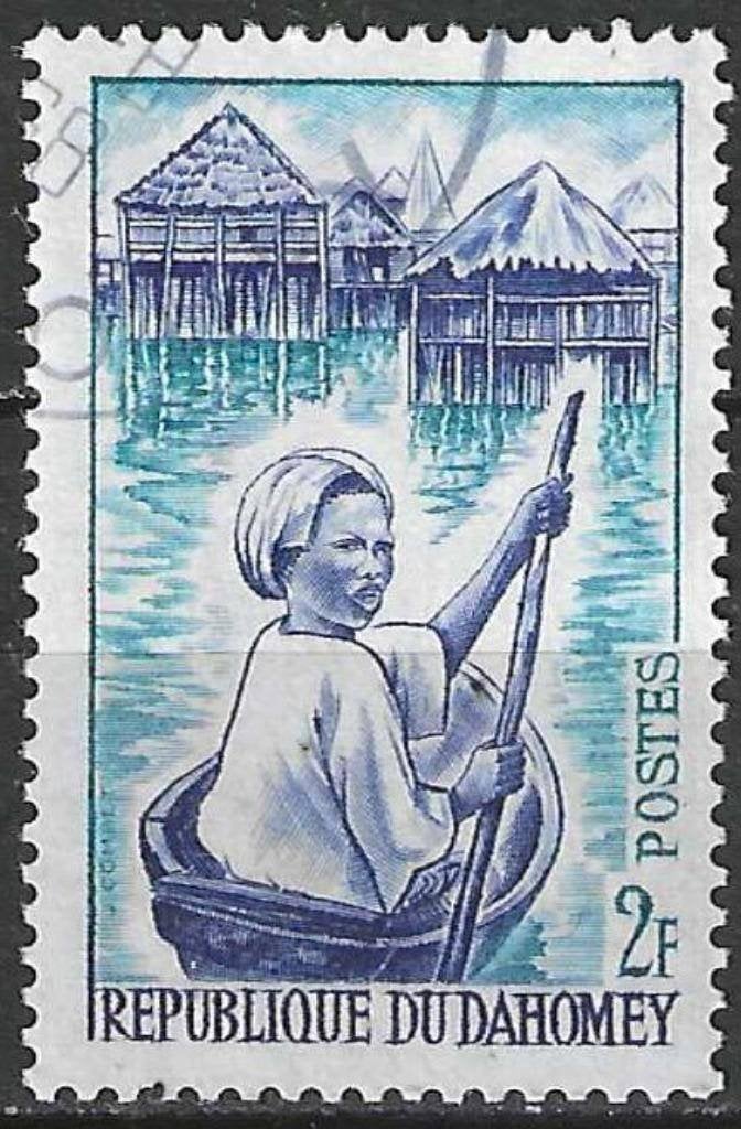 Dahomey 1963 - Yvert 179 - Lokale types - Kanovaarster (ST), Verzenden, Overige landen, Gestempeld