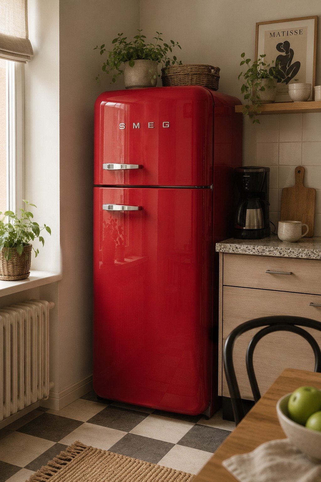 SMEG FAB30R7 Retro Koelkast Rood – Iconisch Jaren 50 Design, Gebruikt, 200 liter of meer, Met vriesvak, 160 cm of meer