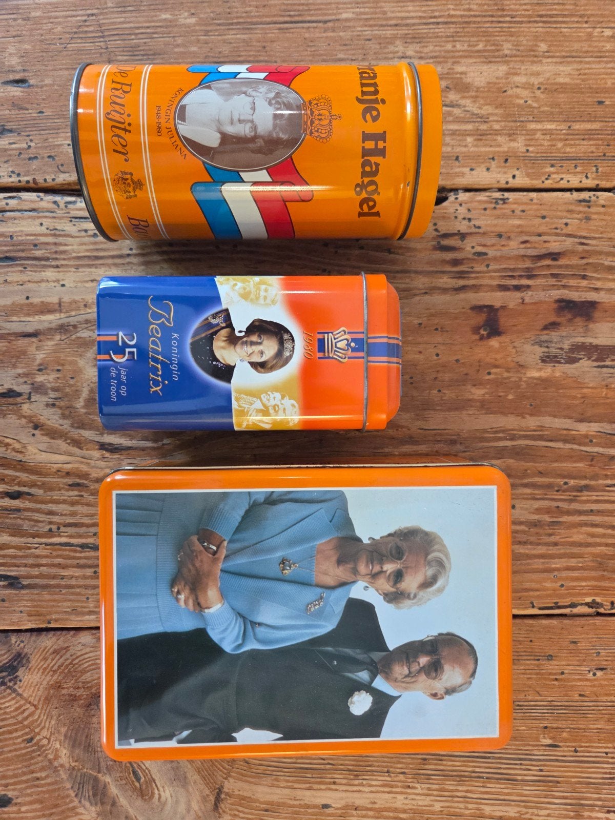 Set van 3 Koninklijke blikken - De Ruijter Oranje Hagel, Ophalen of Verzenden, Gebruikt, Nederland, Overige typen