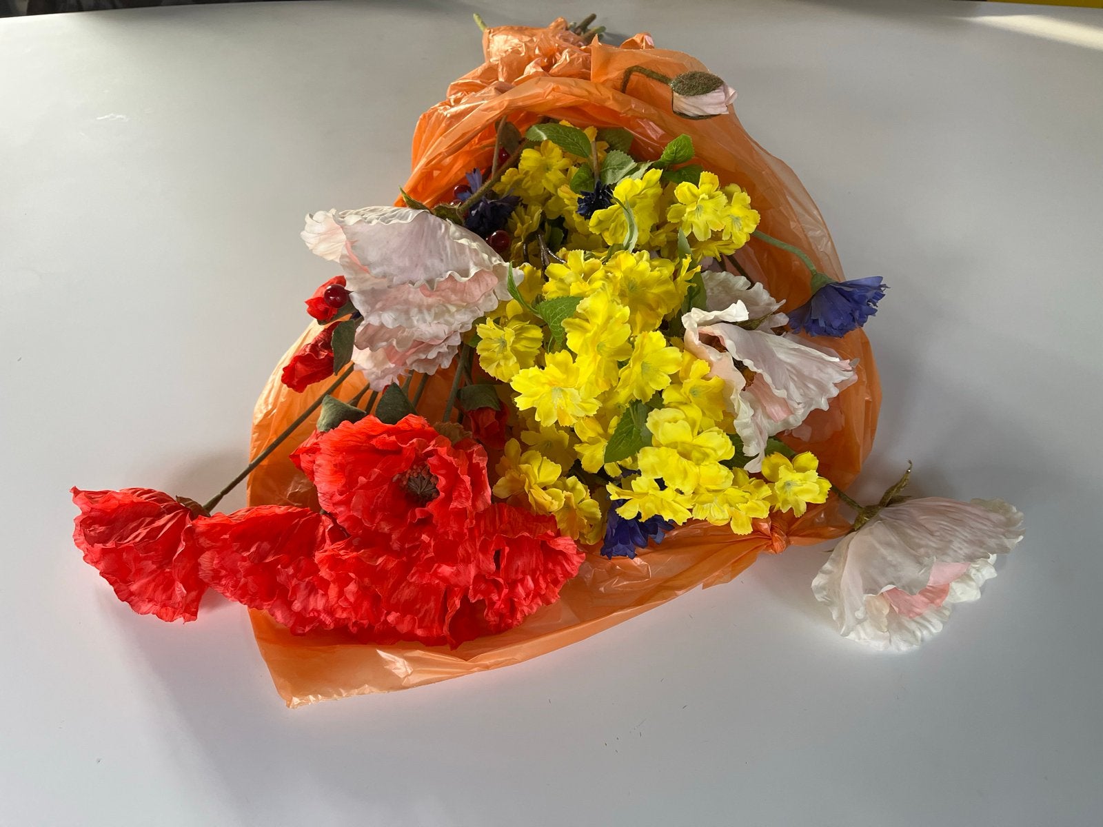 Kleurrijk Boeket Kunstbloemen - Diverse Soorten, Binnen, Gebruikt, Textiel, Ophalen of Verzenden