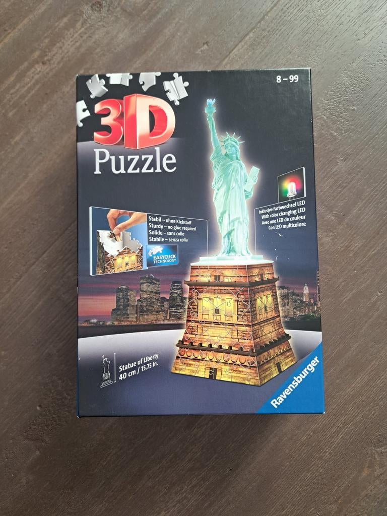 3D puzzel Vrijheidsbeeld. Maar 1x gemaakt., Ophalen of Verzenden, Zo goed als nieuw