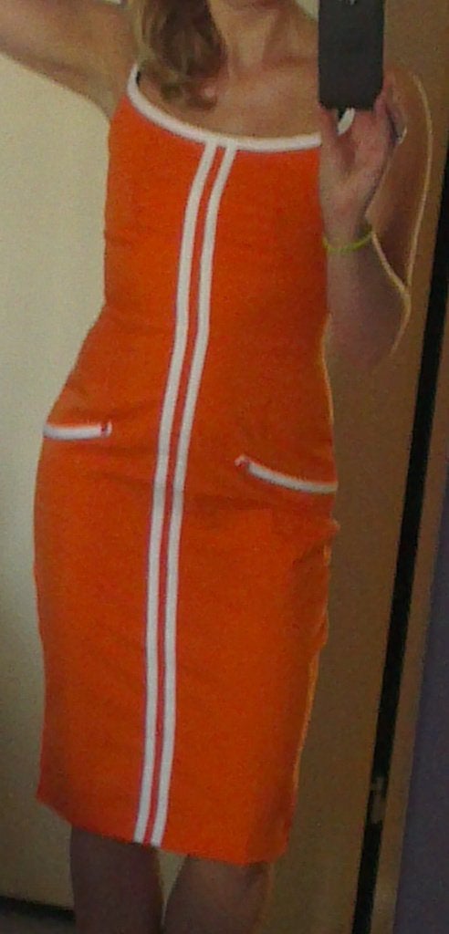 Glamour Bunny M 38 oranje jurk retro vintage incl haarband, Maat 38/40 (M), Oranje, Ophalen of Verzenden, Zo goed als nieuw