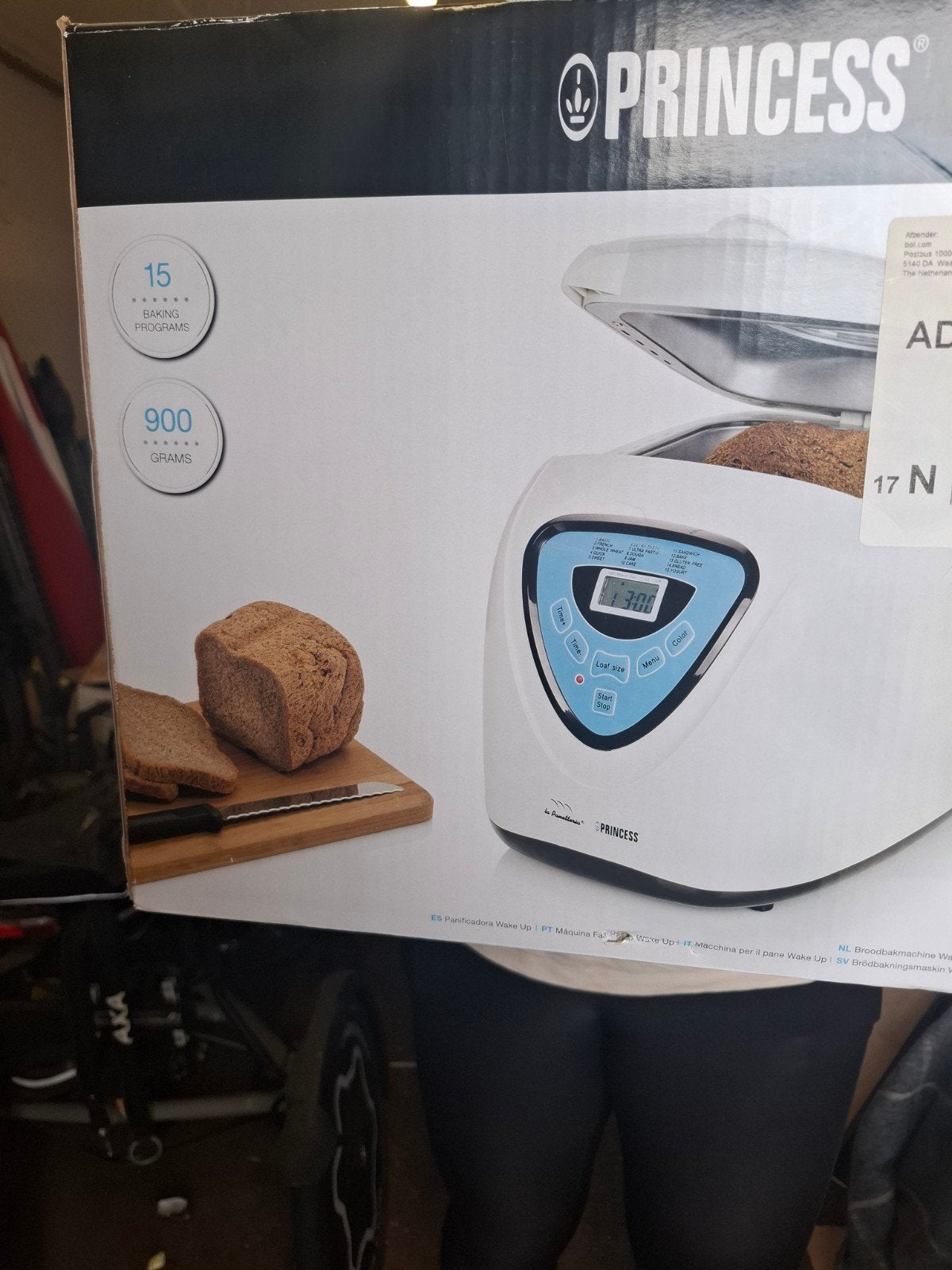 Princess Broodbakmachine - 15 programma's, 900 gram, Witgoed en Apparatuur, Meer dan 10 programma's, 800 tot 1200 gram deeg, Nieuw