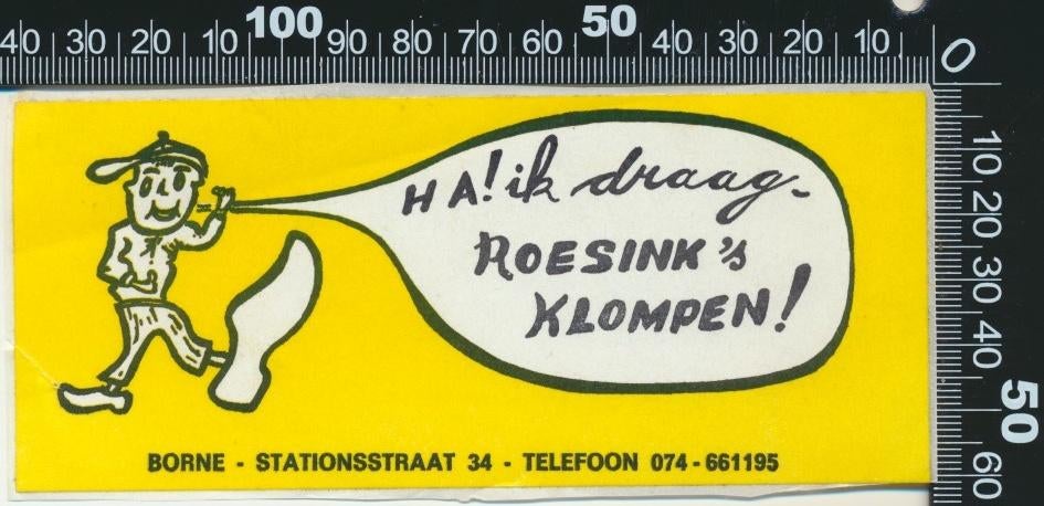 Sticker: Roesinks Klompen - Ha ik draag - Borne (1), Ophalen of Verzenden, Zo goed als nieuw, Bedrijf of Vereniging