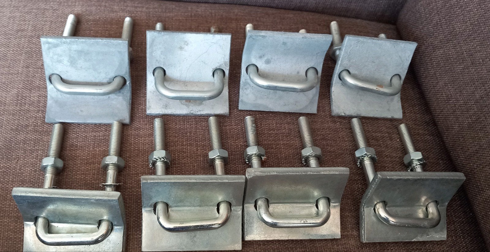 Balkklemmen / U-Bouten met Plaat - Set van 2x 4 stuks M10., Ophalen of Verzenden, Nieuw, 50 tot 100 mm, Bouten of Moeren