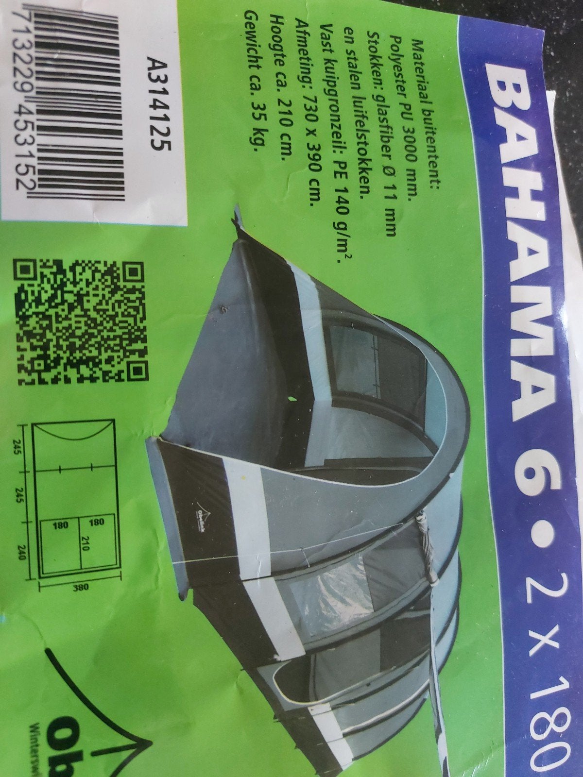 Obelink Bahama 6 Familietent ruimt en stevig, Caravans en Kamperen, Ophalen, Gebruikt, Meer dan 6