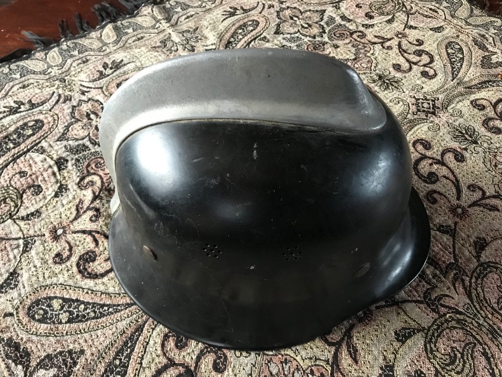 oude ijzeren brandweerhelm met hanenkam., Antiek en Kunst, Ophalen of Verzenden