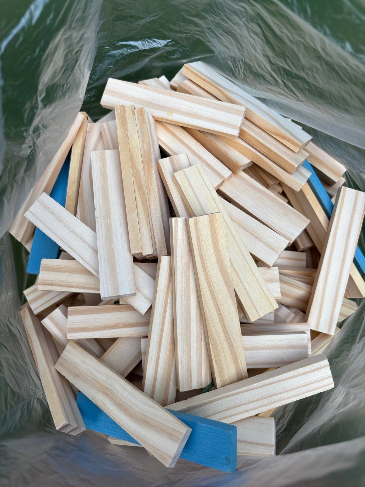 Grote zak met houten bouwblokken (Kapla-stijl), Ophalen, Gebruikt, Overige typen