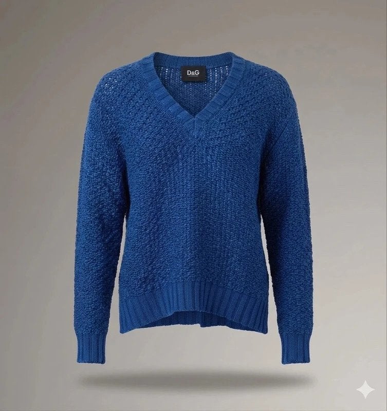 D&G Dolce & Gabbana grofgebreide trui - Blauw, Kleding | Heren, Truien en Vesten, Dolce &amp; Gabbana, Ophalen of Verzenden, Gedragen
