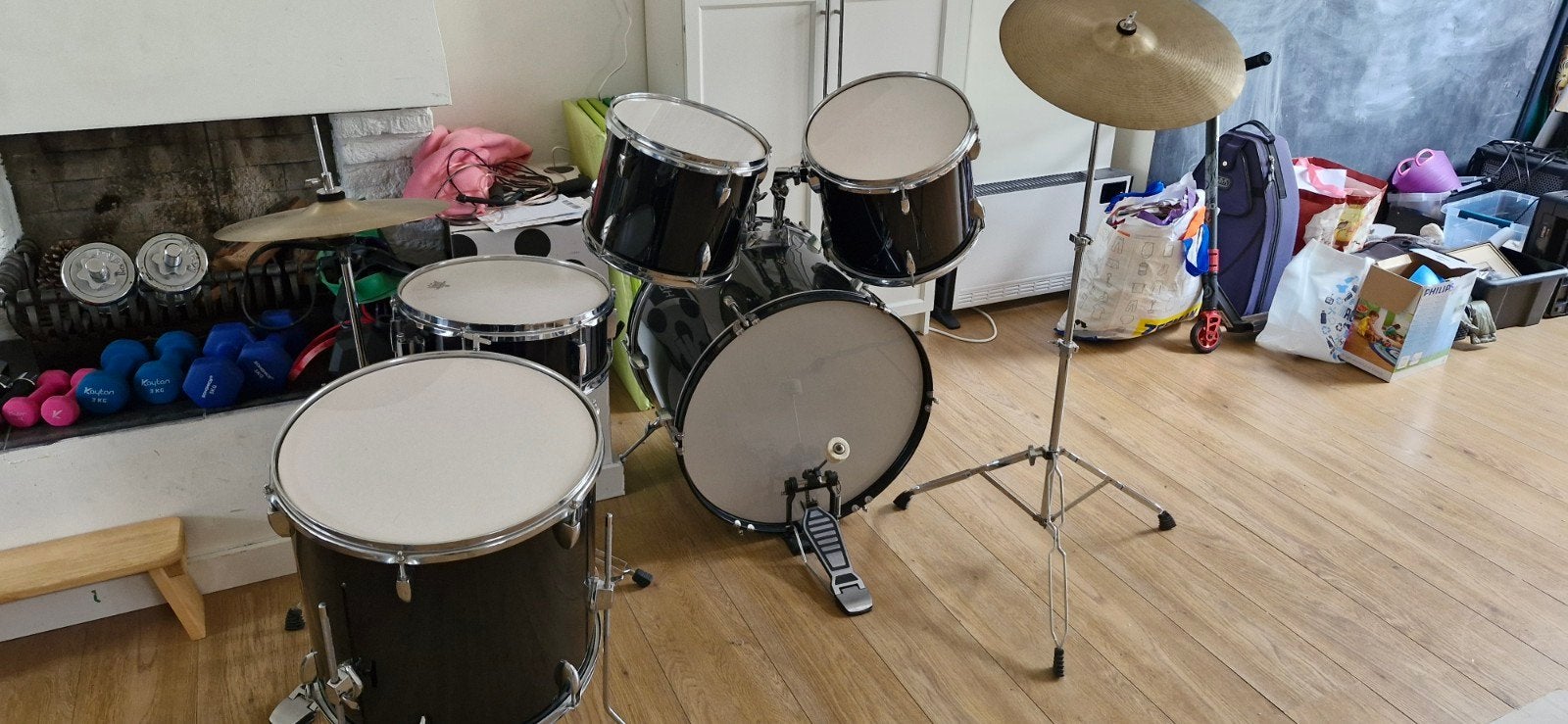 Compleet Fame Drumstel (met Remo vellen) - Ideale Oefenset, Muziek en Instrumenten, Drumstellen en Slagwerk, Ophalen, Gebruikt
