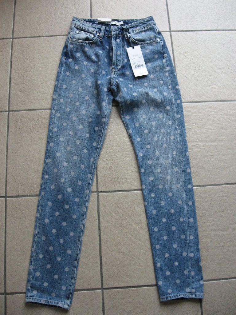 Nieuwe costes jeans broek blauw met stippen - maat 25/30, Kleding | Dames, Blauw, Nieuw, Ophalen of Verzenden, W27 (confectie 34) of kleiner