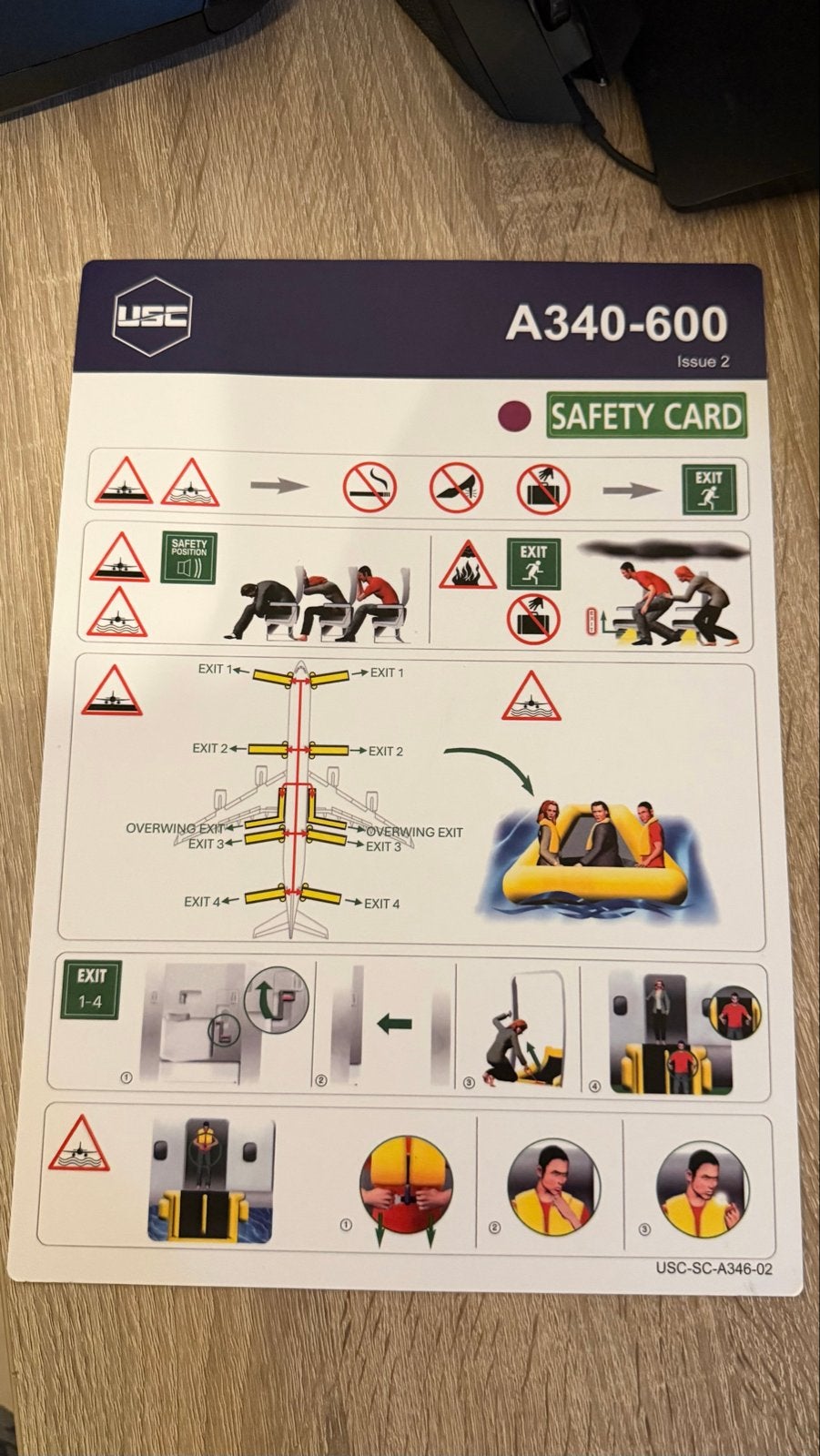Universal Sky Carrier A340-600 Safetycard Issue 2, Ophalen of Verzenden, Gebruikt, Overige typen