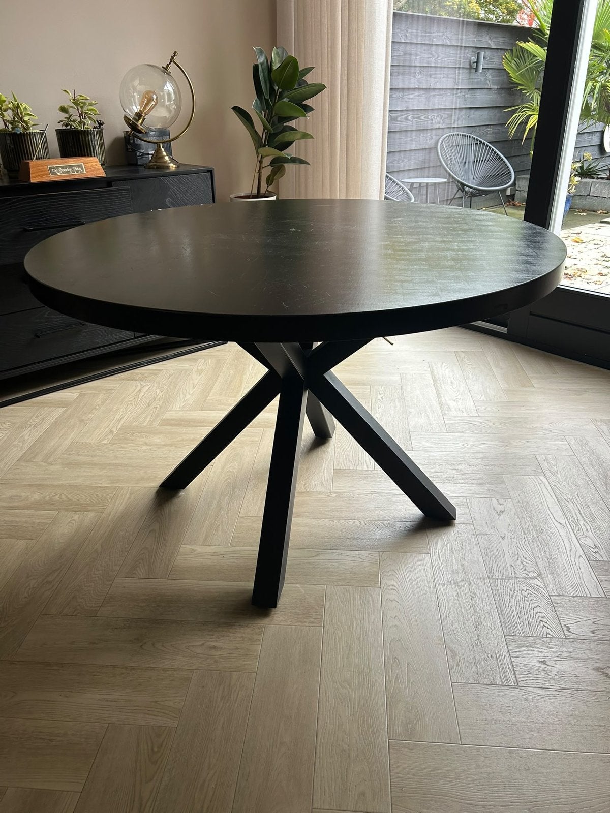 Ronde eettafel zwart - 120 cm diameter, Ophalen, Gebruikt, 100 tot 150 cm, Rond