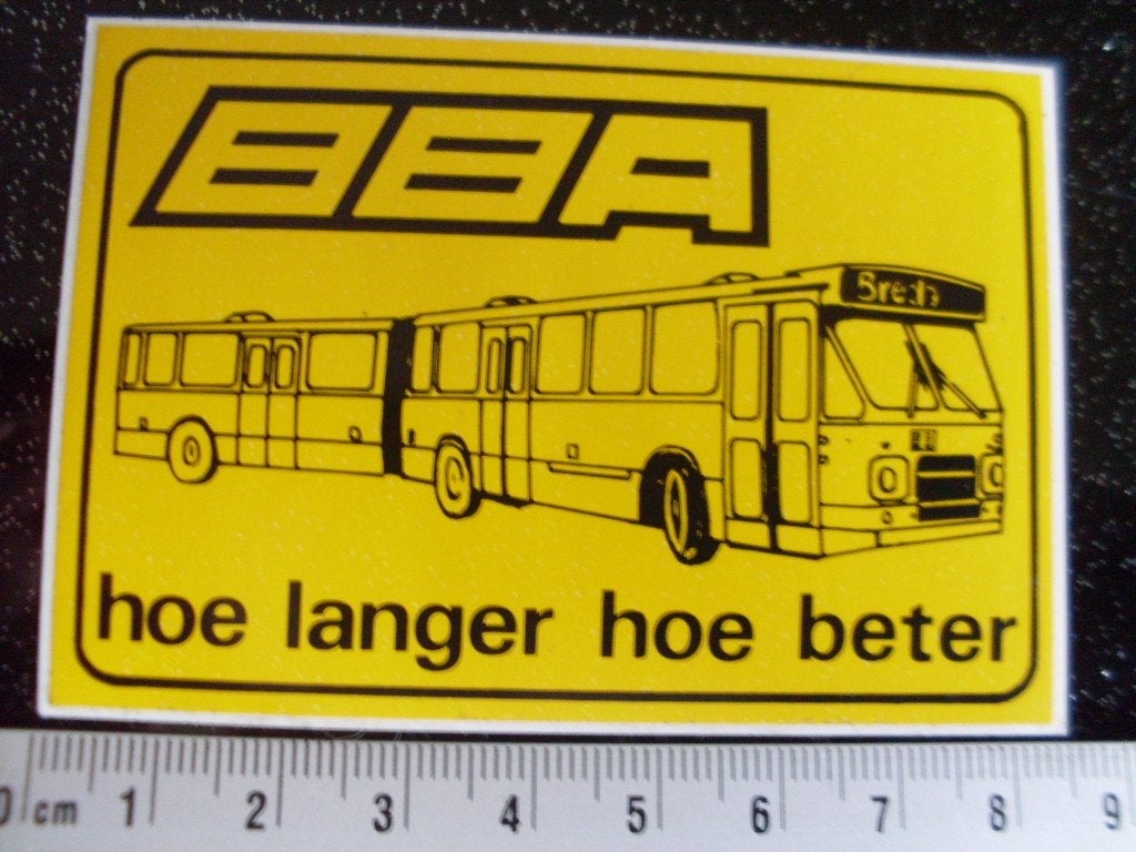 sticker BBA logo hoe langer hoe beter bus verlengt breda, Verzenden, Zo goed als nieuw, Bedrijf of Vereniging