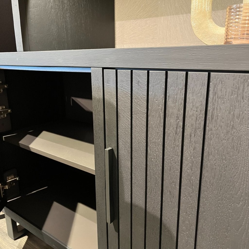 Pavie Bergkast 2 Deur 1 Klep 6 Open Vak 125cm Castle Black -, Niet ingevuld, Niet ingevuld, Niet ingevuld