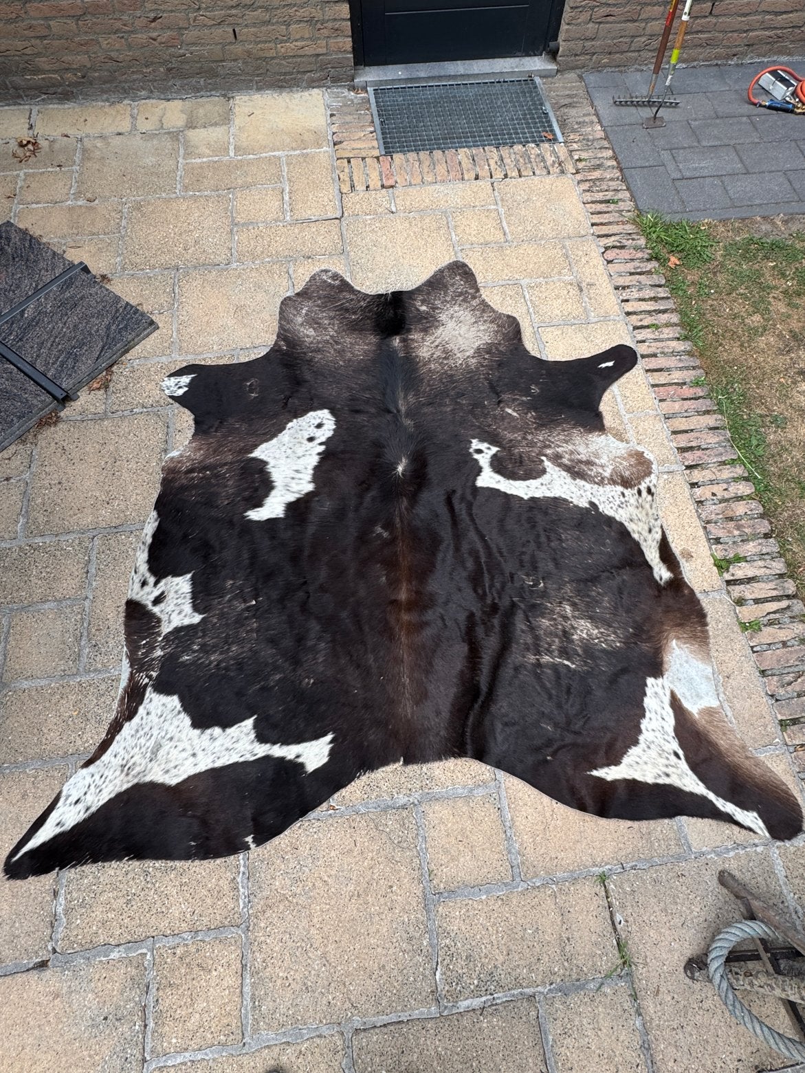 Prachtige koeienhuid - Zwart met wit 200cm/200cm, Ophalen, Gebruikt, 100 tot 150 cm, Zwart