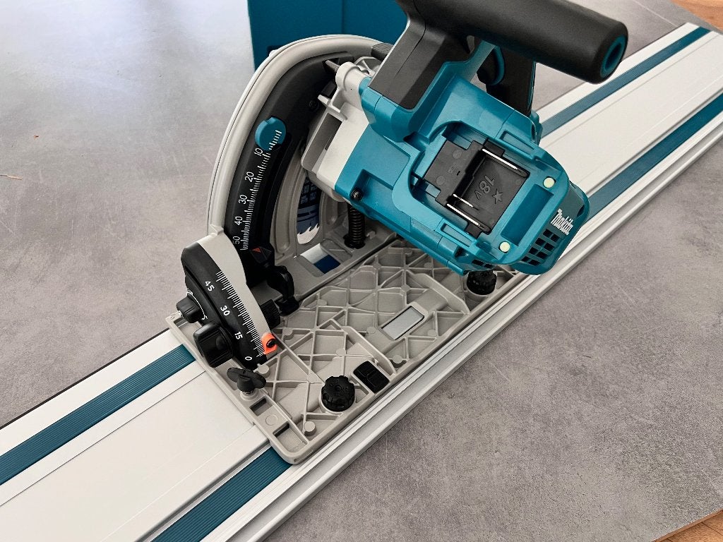 Makita DSP600ZJ2 2x18V accu LXT Invalzaag 165mm +Geleiderail, Invalzaag, 70 mm of meer, Nieuw, Ophalen of Verzenden