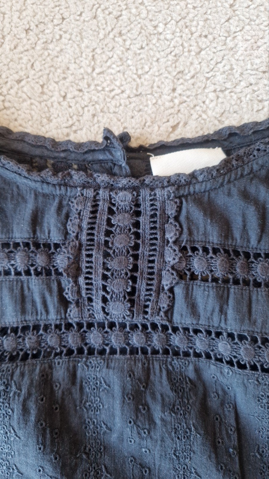 Bellerose Zwarte Mouwloze Top met Broderie Maat 36 (S), Kleding | Dames, Ophalen, Bellerose, Zwart, Zo goed als nieuw