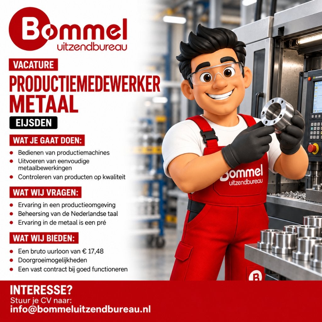 Productiemedewerker Metaal, Vacatures, 33 - 40 uur, MBO, Vanaf 1 jaar, Vast contract