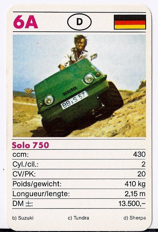 Kw1614 autokaartje 6a solo 750, Ophalen of Verzenden, Zo goed als nieuw, Auto's