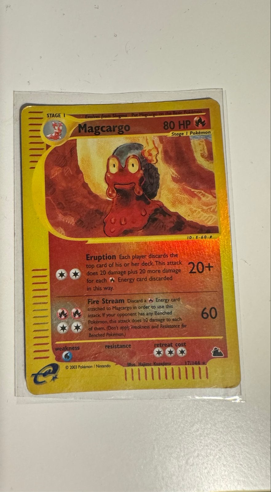 Magcargo Pokémon Kaart 17/144 Holo E-Series Skyridge, Ophalen of Verzenden, Gebruikt, Losse kaart, Foil