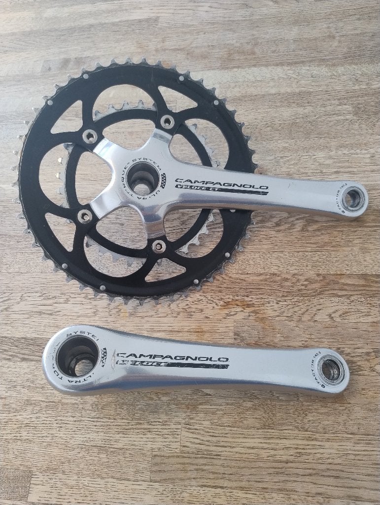Campagnolo Veloce compact crankset zilver Ultra-Torque, Crankstel of Pedalen, Racefiets, Gebruikt, Campagnolo