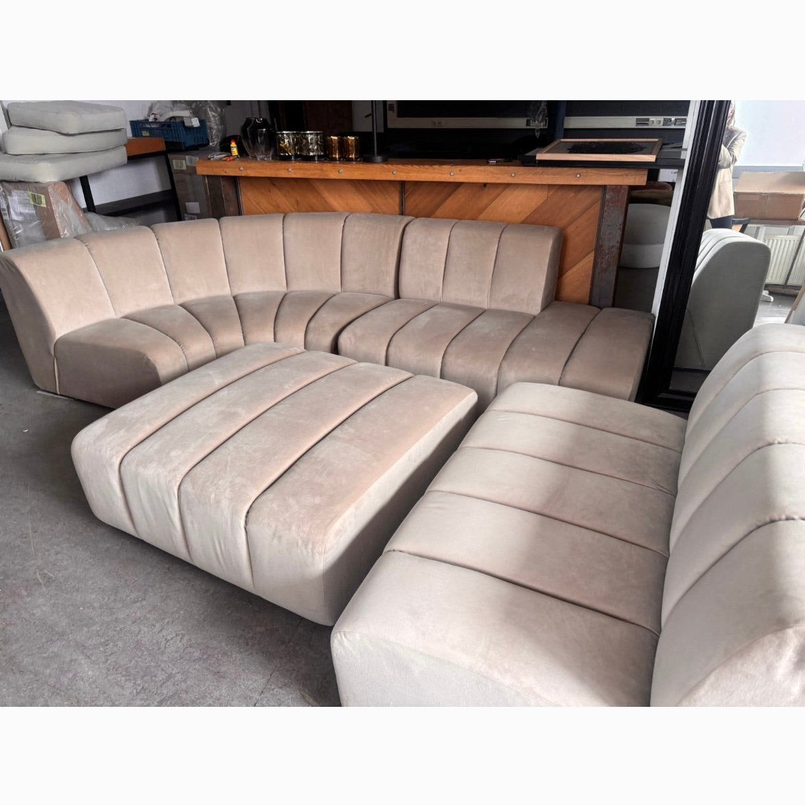Riviera maison bank dazzle rond delen japandi, Ophalen, Zo goed als nieuw, Rechthoek