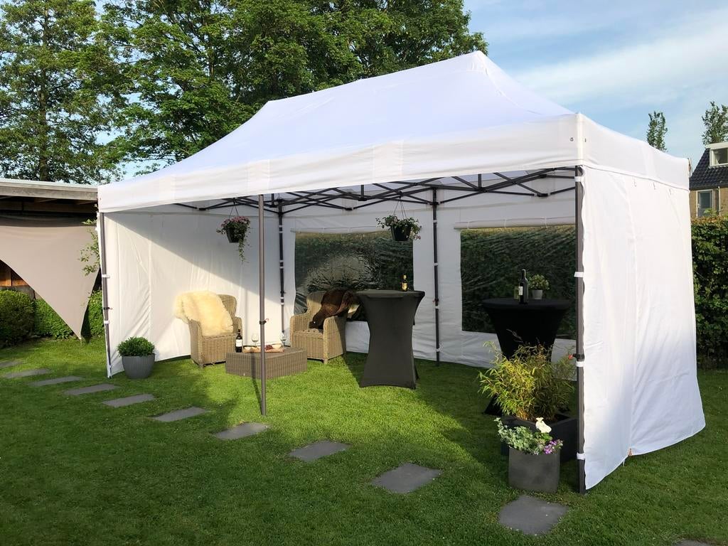 EasyUp partytent 6x3 €52,50 - 3x3 €40 TE HUUR, Partytent, Minder dan 4 meter, Zo goed als nieuw, 5 tot 8 meter