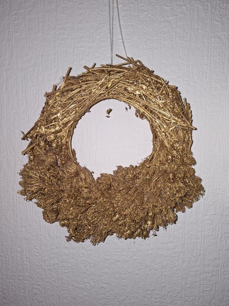 Prachtige gouden krans van droogbloemen, Ophalen of Verzenden, Zo goed als nieuw