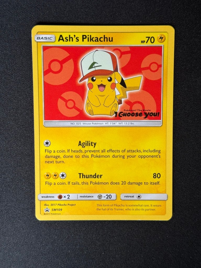 Ash's Pikachu SM109 - Promo - #2, Ophalen of Verzenden, Zo goed als nieuw, Losse kaart