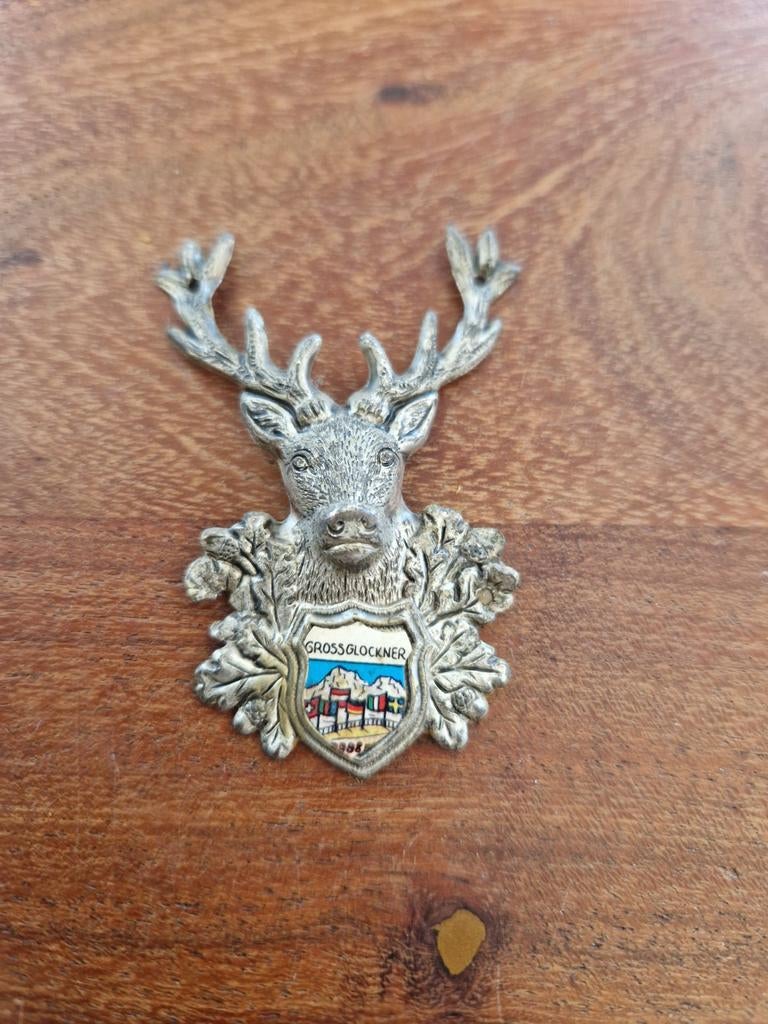 Vintage Wandelstok Embleem Hertenkop Grossglockner, Ophalen of Verzenden, Zo goed als nieuw