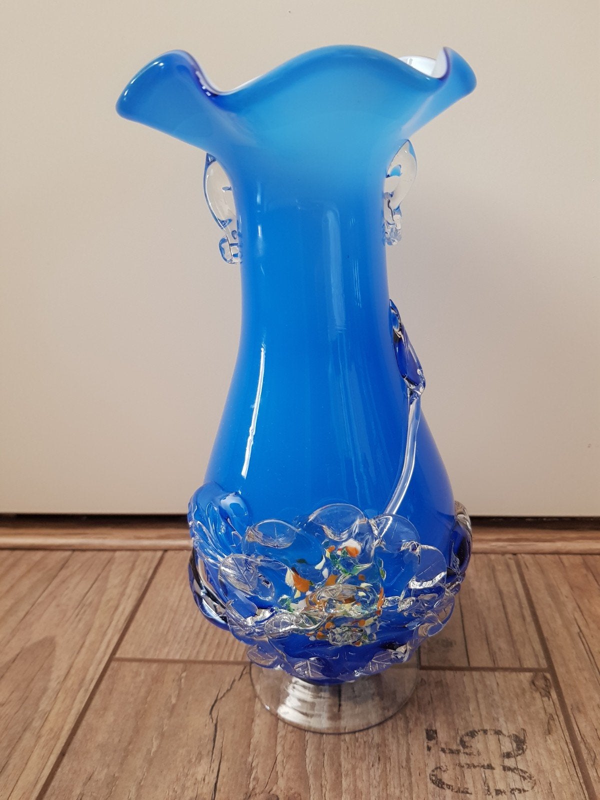 murano vaas blauw / design vaas, Glas, Vaas, Handgemaakt, Ophalen of Verzenden