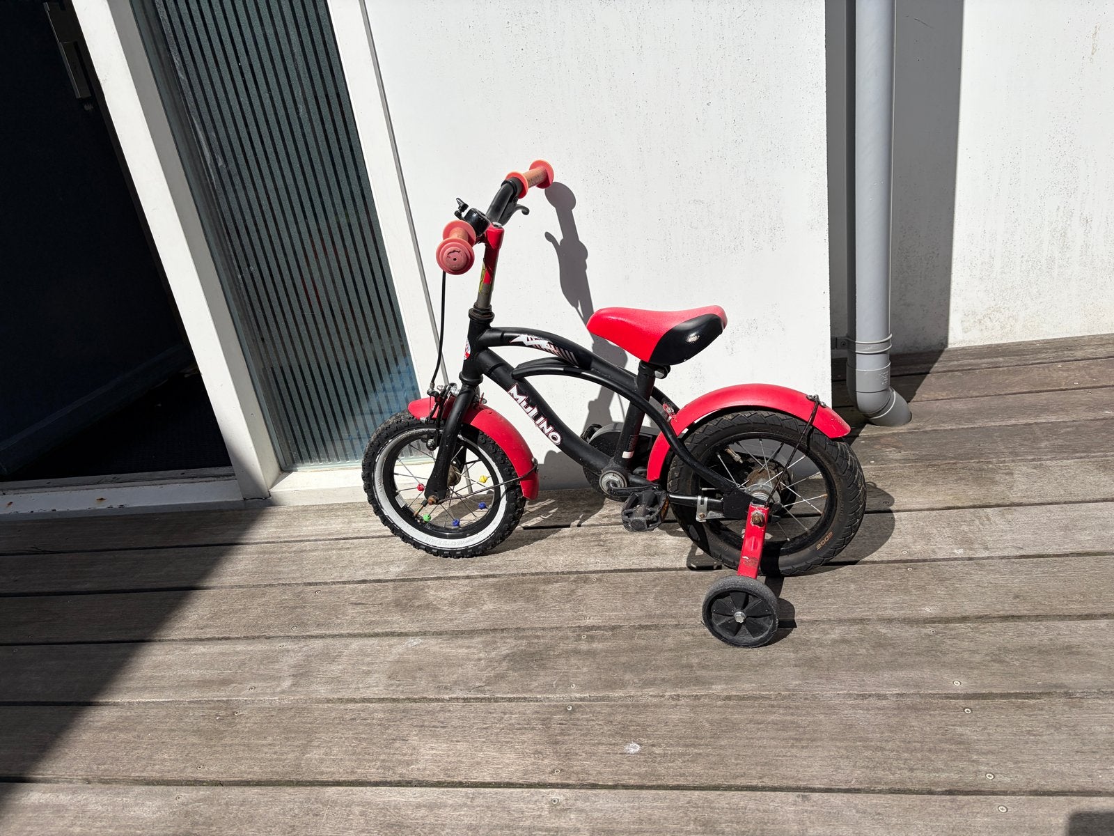 Kinderfiets 12 inch met zijwielen - Rood/Zwart, Fietsen en Brommers, Fietsen | Kinderfietsjes, Ophalen, Gebruikt, Minder dan 16 inch