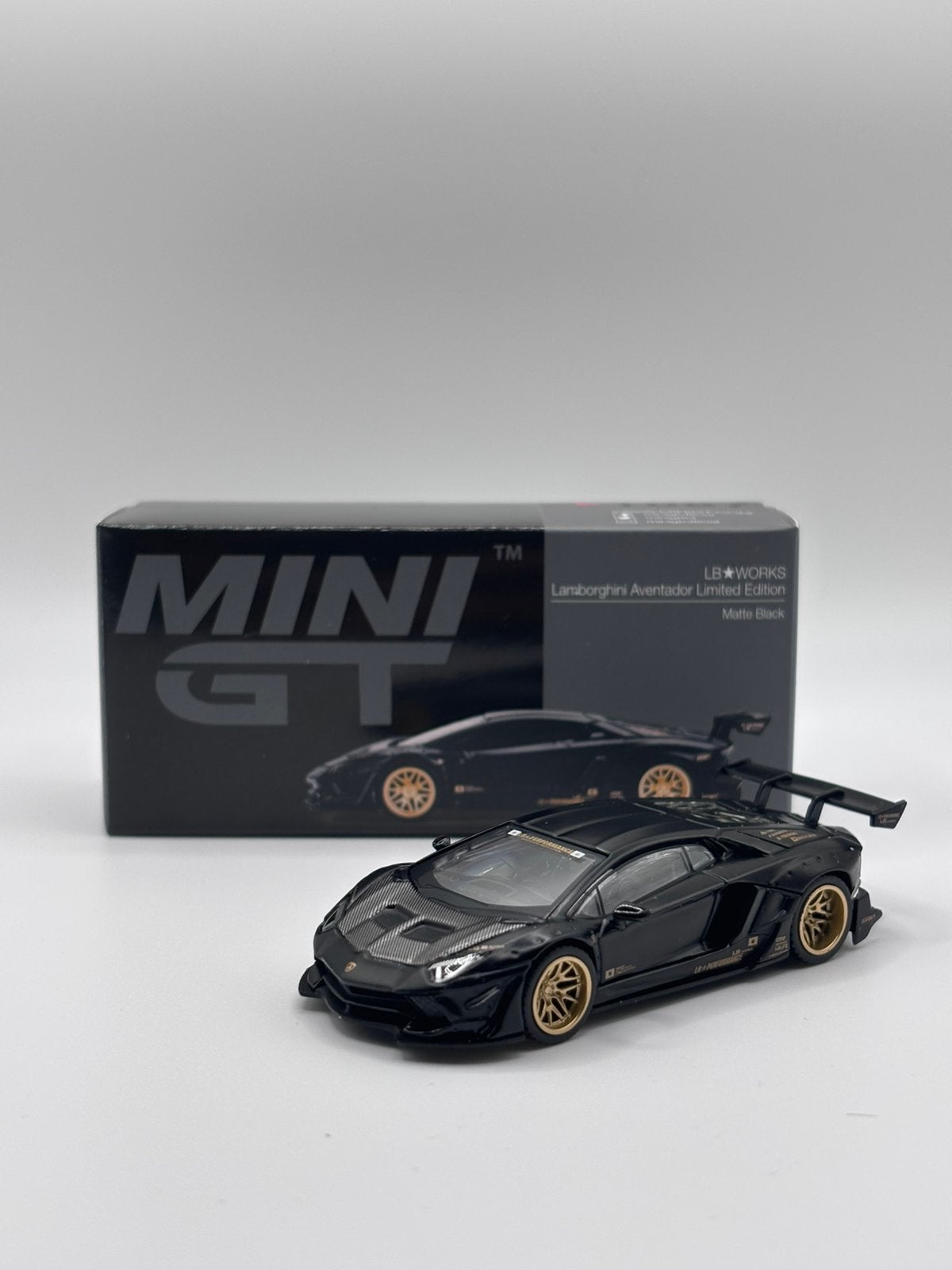 Mini GT - LBWORKS Lamborghini Aventador matte black, Www.rubensmodelautos.nl, Auto, Nieuw, Ophalen of Verzenden