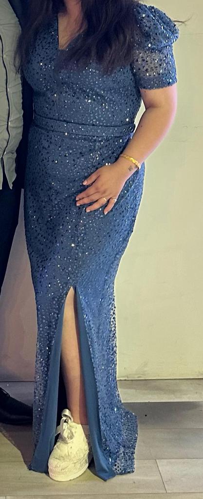 Blauwe gala jurk, Galajurk, Blauw, Maat 42/44 (L), Ophalen of Verzenden