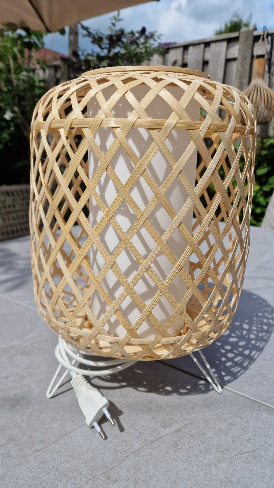 IKEA - Bamboe tafellamp met sfeervol licht, Beige, 35 cm, IKEA, Met stekker